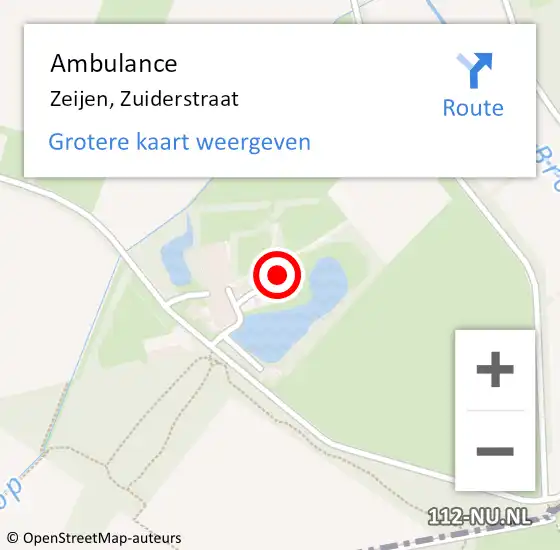 Locatie op kaart van de 112 melding: Ambulance Zeijen, Zuiderstraat op 7 april 2017 09:24
