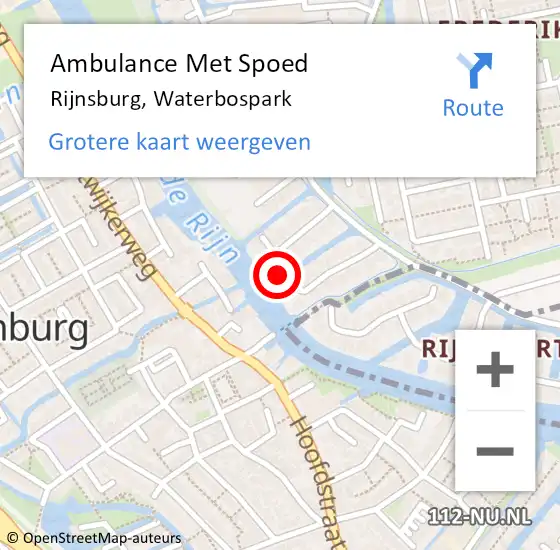 Locatie op kaart van de 112 melding: Ambulance Met Spoed Naar Rijnsburg, Waterbospark op 7 april 2017 09:44