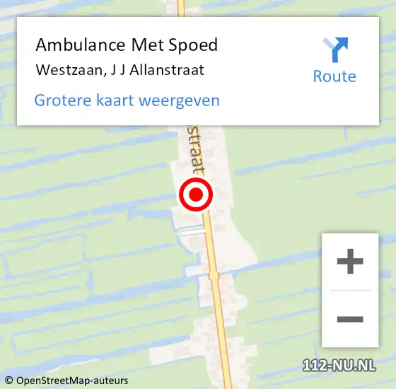 Locatie op kaart van de 112 melding: Ambulance Met Spoed Naar Westzaan, J J Allanstraat op 7 april 2017 09:55