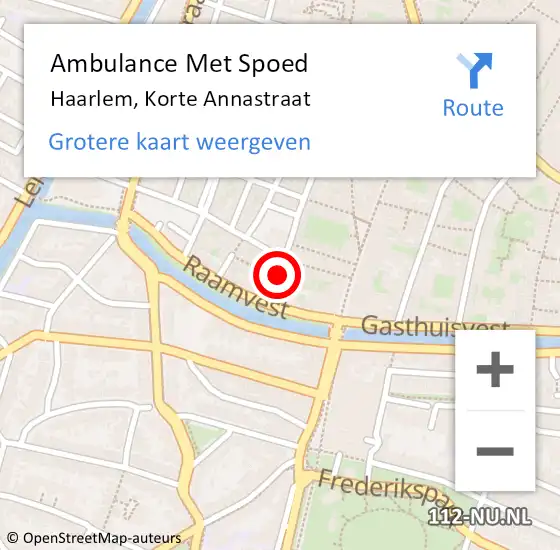 Locatie op kaart van de 112 melding: Ambulance Met Spoed Naar Haarlem, Korte Annastraat op 7 april 2017 11:09