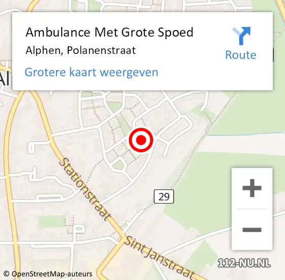 Locatie op kaart van de 112 melding: Ambulance Met Grote Spoed Naar Alphen, Polanenstraat op 7 april 2017 11:16