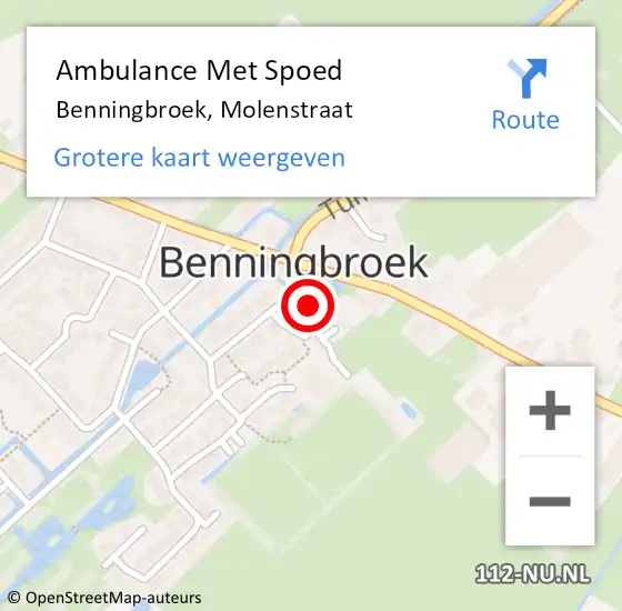 Locatie op kaart van de 112 melding: Ambulance Met Spoed Naar Benningbroek, Molenstraat op 7 april 2017 11:55