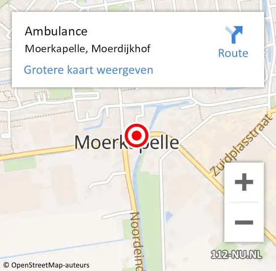 Locatie op kaart van de 112 melding: Ambulance Moerkapelle, Moerdijkhof op 7 april 2017 12:22
