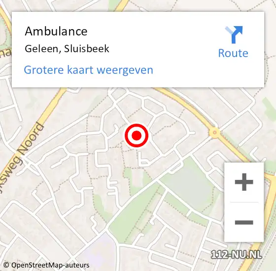 Locatie op kaart van de 112 melding: Ambulance Geleen, Sluisbeek op 16 januari 2014 12:17