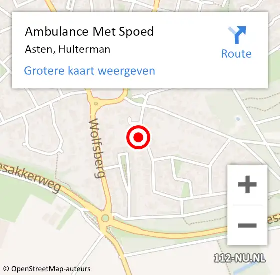 Locatie op kaart van de 112 melding: Ambulance Met Spoed Naar Asten, Hulterman op 7 april 2017 12:45