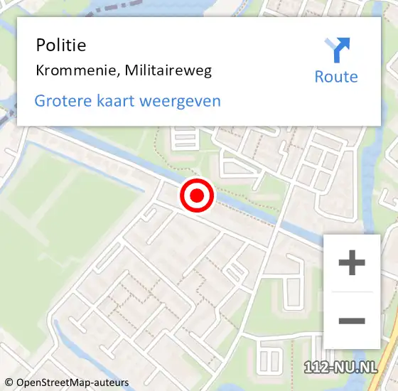 Locatie op kaart van de 112 melding: Politie Krommenie, Militaireweg op 7 april 2017 13:48