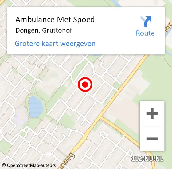 Locatie op kaart van de 112 melding: Ambulance Met Spoed Naar Dongen, Gruttohof op 7 april 2017 14:07