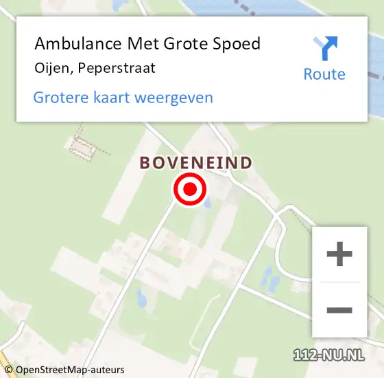 Locatie op kaart van de 112 melding: Ambulance Met Grote Spoed Naar Oijen, Peperstraat op 7 april 2017 14:24