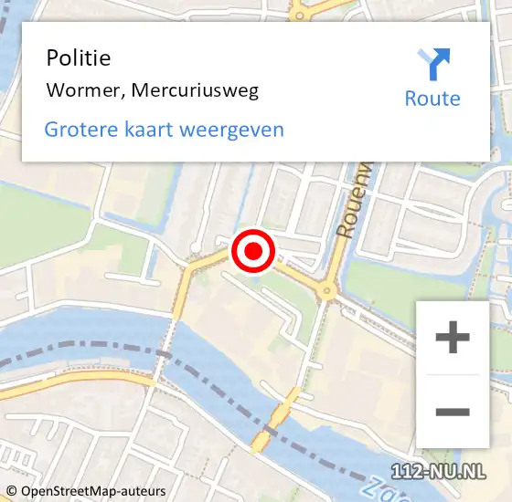 Locatie op kaart van de 112 melding: Politie Wormer, Mercuriusweg op 7 april 2017 14:33