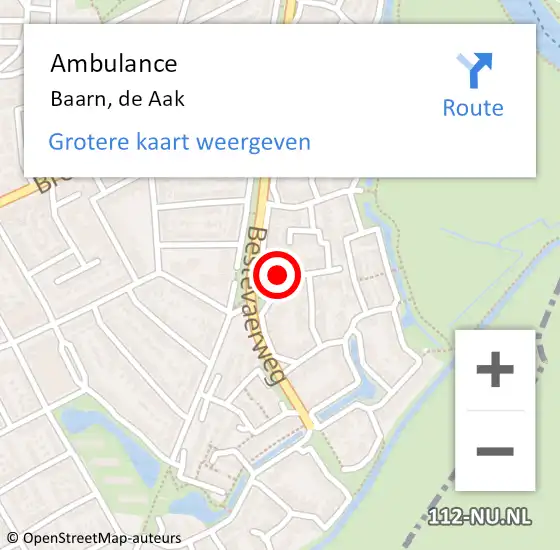 Locatie op kaart van de 112 melding: Ambulance Baarn, de Aak op 7 april 2017 14:52