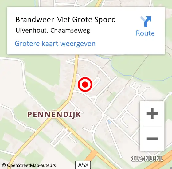 Locatie op kaart van de 112 melding: Brandweer Met Grote Spoed Naar Ulvenhout, Chaamseweg op 7 april 2017 14:57