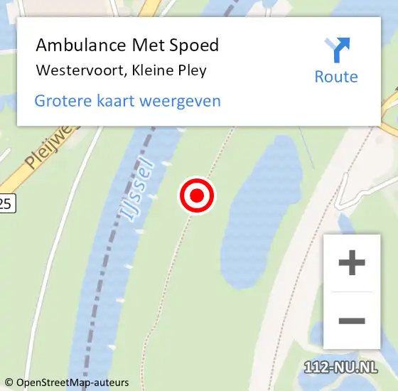 Locatie op kaart van de 112 melding: Ambulance Met Spoed Naar Westervoort, Kleine Pley op 7 april 2017 15:21