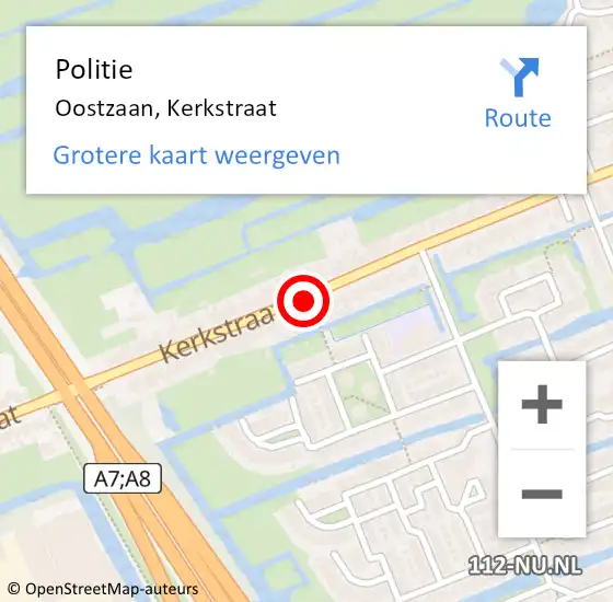 Locatie op kaart van de 112 melding: Politie Oostzaan, Kerkstraat op 7 april 2017 15:30