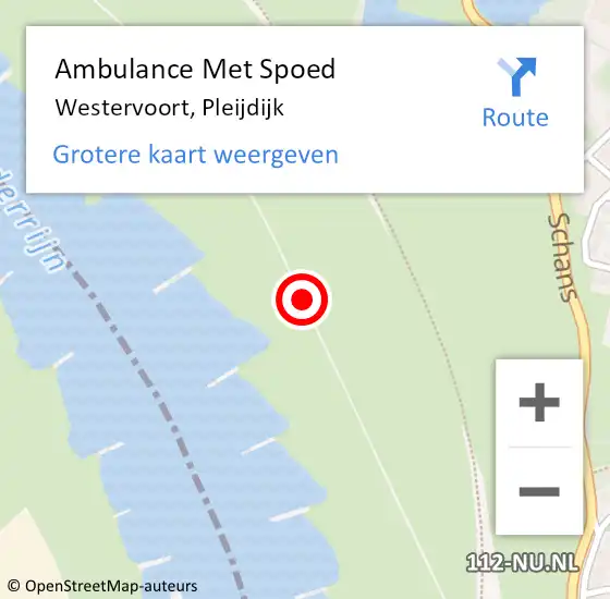 Locatie op kaart van de 112 melding: Ambulance Met Spoed Naar Westervoort, Pleijdijk op 7 april 2017 15:38