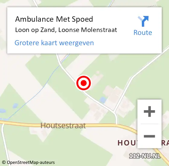 Locatie op kaart van de 112 melding: Ambulance Met Spoed Naar Loon op Zand, Loonse Molenstraat op 7 april 2017 15:46