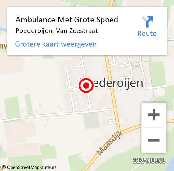 Locatie op kaart van de 112 melding: Ambulance Met Grote Spoed Naar Poederoijen, Van Zeestraat op 7 april 2017 16:12