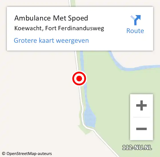 Locatie op kaart van de 112 melding: Ambulance Met Spoed Naar Koewacht, Fort Ferdinandusweg op 7 april 2017 16:23