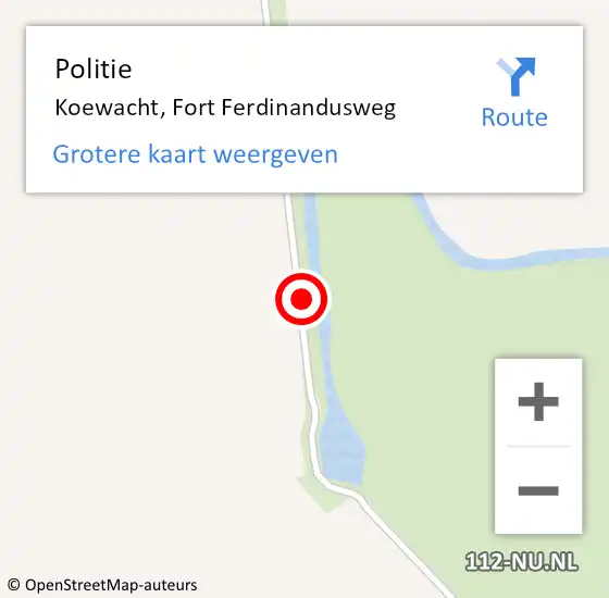 Locatie op kaart van de 112 melding: Politie Koewacht, Fort Ferdinandusweg op 7 april 2017 16:28