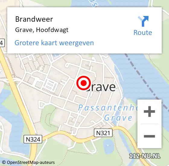 Locatie op kaart van de 112 melding: Brandweer Grave, Hoofdwagt op 7 april 2017 17:15