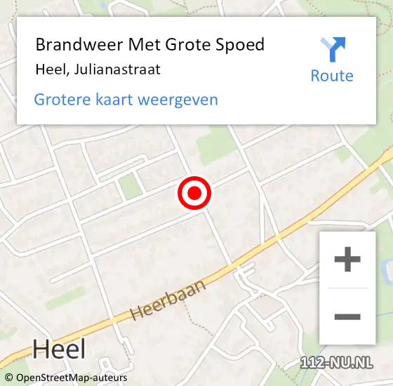 Locatie op kaart van de 112 melding: Brandweer Met Grote Spoed Naar Heel, Julianastraat op 7 april 2017 17:19