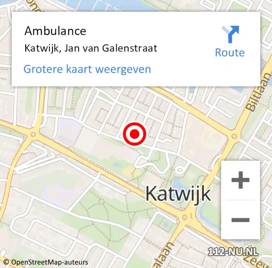 Locatie op kaart van de 112 melding: Ambulance Katwijk, Jan van Galenstraat op 7 april 2017 17:32