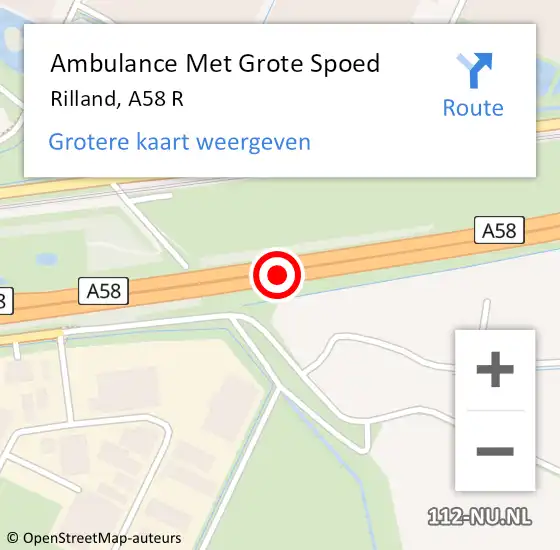 Locatie op kaart van de 112 melding: Ambulance Met Grote Spoed Naar Rilland, A58 R op 7 april 2017 18:02