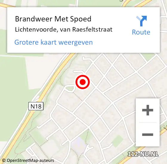 Locatie op kaart van de 112 melding: Brandweer Met Spoed Naar Lichtenvoorde, van Raesfeltstraat op 7 april 2017 18:06