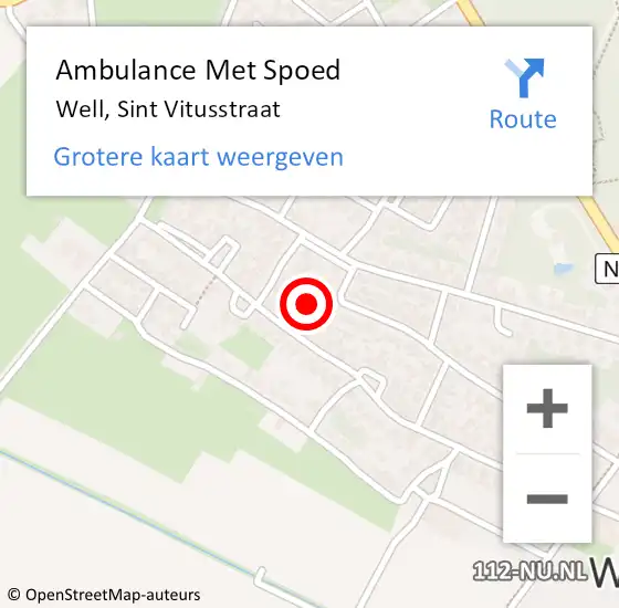 Locatie op kaart van de 112 melding: Ambulance Met Spoed Naar Well, Sint Vitusstraat op 7 april 2017 18:24