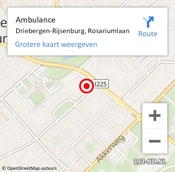 Locatie op kaart van de 112 melding: Ambulance Driebergen-Rijsenburg, Rosariumlaan op 7 april 2017 18:55