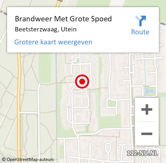 Locatie op kaart van de 112 melding: Brandweer Met Grote Spoed Naar Beetsterzwaag, Utein op 7 april 2017 20:18