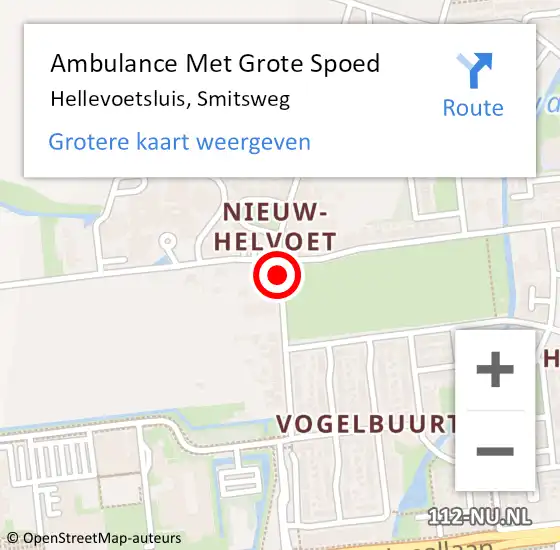 Locatie op kaart van de 112 melding: Ambulance Met Grote Spoed Naar Hellevoetsluis, Smitsweg op 7 april 2017 20:54