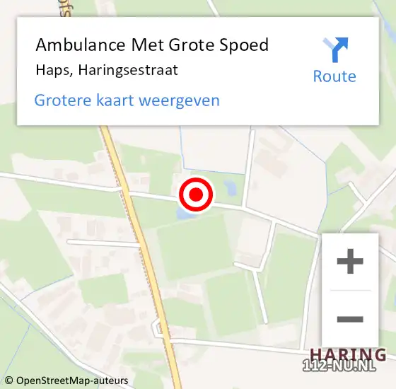 Locatie op kaart van de 112 melding: Ambulance Met Grote Spoed Naar Haps, Haringsestraat op 7 april 2017 21:13