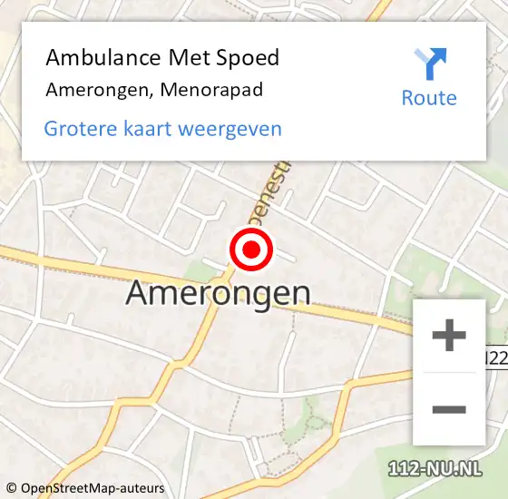 Locatie op kaart van de 112 melding: Ambulance Met Spoed Naar Amerongen, Menorapad op 7 april 2017 21:52