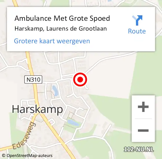 Locatie op kaart van de 112 melding: Ambulance Met Grote Spoed Naar Harskamp, Laurens de Grootlaan op 7 april 2017 22:09