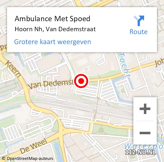 Locatie op kaart van de 112 melding: Ambulance Met Spoed Naar Hoorn Nh, Van Dedemstraat op 7 april 2017 23:28