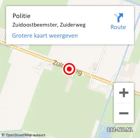 Locatie op kaart van de 112 melding: Politie Zuidoostbeemster, Zuiderweg op 8 april 2017 01:00