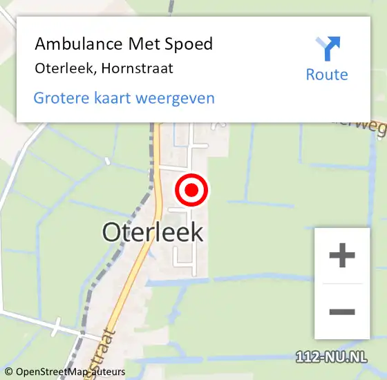 Locatie op kaart van de 112 melding: Ambulance Met Spoed Naar Oterleek, Hornstraat op 8 april 2017 01:46