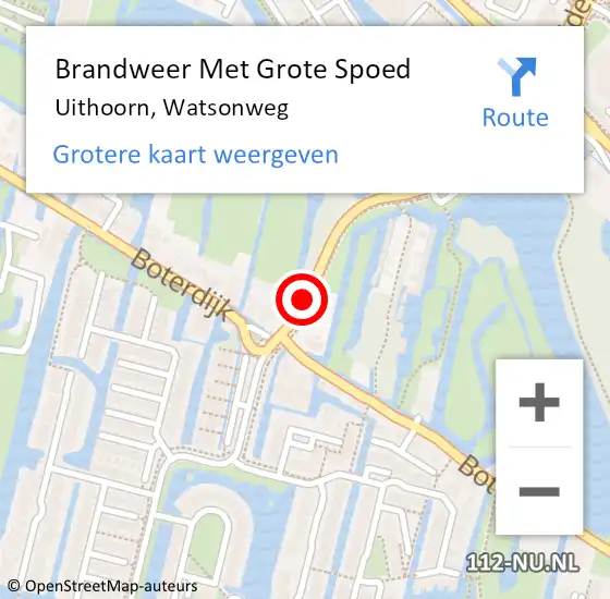 Locatie op kaart van de 112 melding: Brandweer Met Grote Spoed Naar Uithoorn, Watsonweg op 8 april 2017 02:54