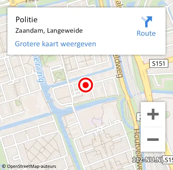 Locatie op kaart van de 112 melding: Politie Zaandam, Langeweide op 8 april 2017 03:36