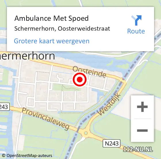 Locatie op kaart van de 112 melding: Ambulance Met Spoed Naar Schermerhorn, Oosterweidestraat op 8 april 2017 04:10