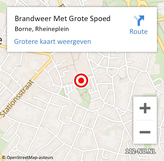 Locatie op kaart van de 112 melding: Brandweer Met Grote Spoed Naar Borne, Rheineplein op 8 april 2017 05:52