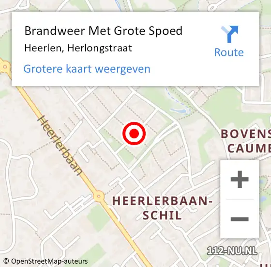 Locatie op kaart van de 112 melding: Brandweer Met Grote Spoed Naar Heerlen, Herlongstraat op 8 april 2017 06:21