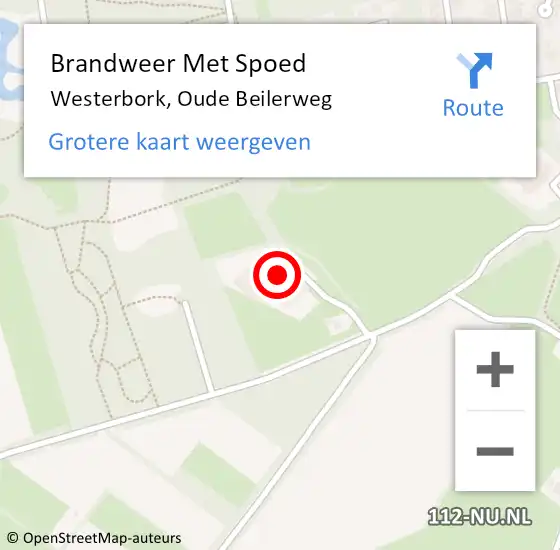 Locatie op kaart van de 112 melding: Brandweer Met Spoed Naar Westerbork, Oude Beilerweg op 8 april 2017 08:21