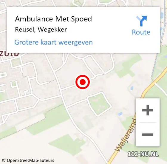 Locatie op kaart van de 112 melding: Ambulance Met Spoed Naar Reusel, Wegekker op 8 april 2017 08:32