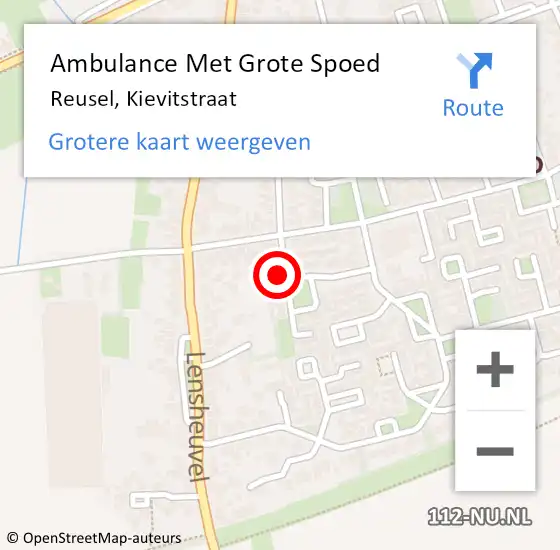 Locatie op kaart van de 112 melding: Ambulance Met Grote Spoed Naar Reusel, Kievitstraat op 8 april 2017 09:00