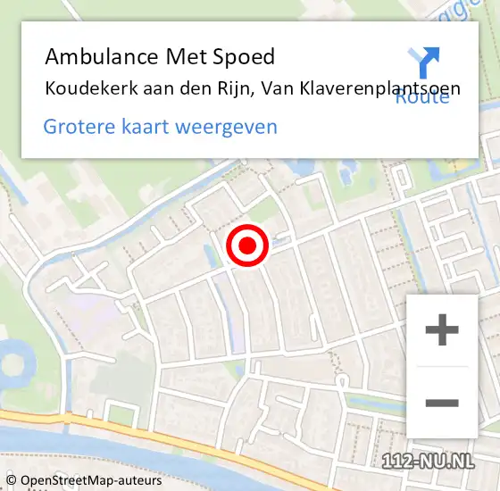 Locatie op kaart van de 112 melding: Ambulance Met Spoed Naar Koudekerk aan den Rijn, Van Klaverenplantsoen op 8 april 2017 09:33