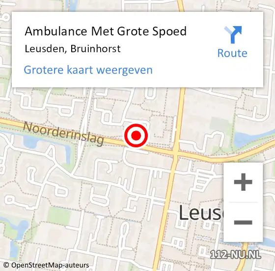 Locatie op kaart van de 112 melding: Ambulance Met Grote Spoed Naar Leusden, Bruinhorst op 8 april 2017 09:44