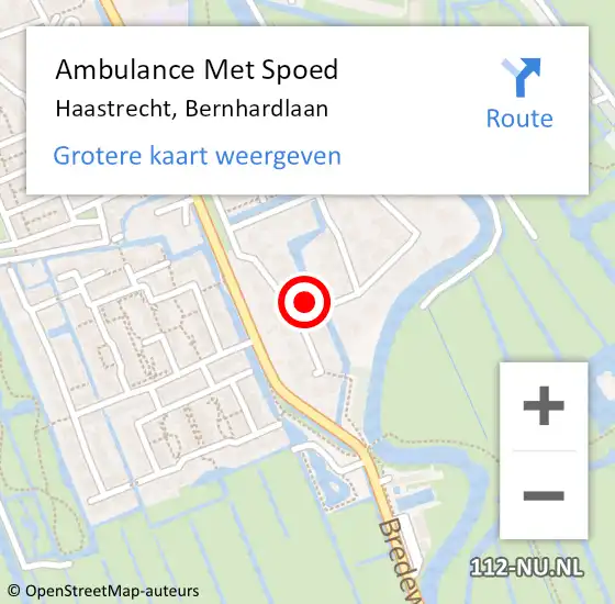 Locatie op kaart van de 112 melding: Ambulance Met Spoed Naar Haastrecht, Bernhardlaan op 8 april 2017 10:19