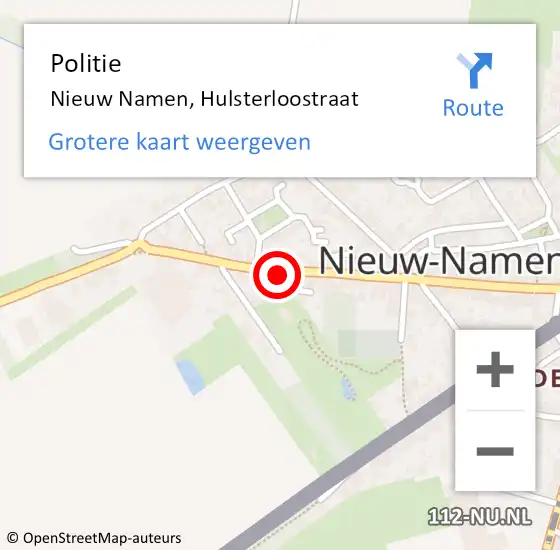 Locatie op kaart van de 112 melding: Politie Nieuw Namen, Hulsterloostraat op 8 april 2017 11:00