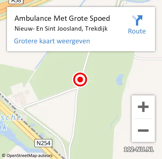 Locatie op kaart van de 112 melding: Ambulance Met Grote Spoed Naar Nieuw- En Sint Joosland, Trekdijk op 8 april 2017 11:02